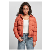 Dámská zimní bunda Urban Classics Ladies Hooded Puffer Jacket - cihlově červená