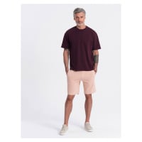 Ombre Men's knit shorts with drawstring and pockets - powder pink