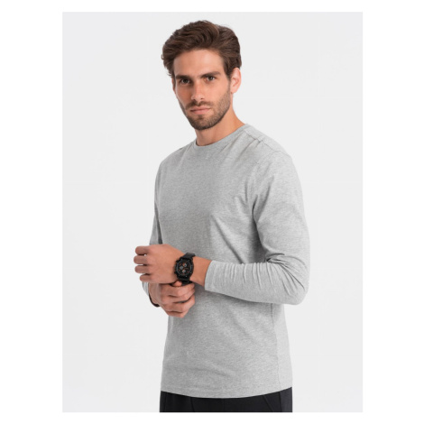 Men's unprinted longsleeve - grey melange V3 OM-LSBL-0106 Ombre