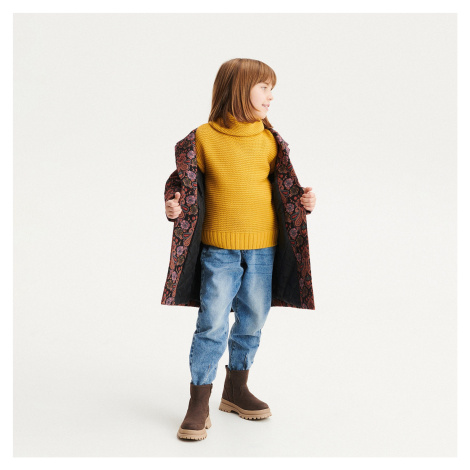 Reserved - Svetr ze strukturované látky s rolákem - Žlutá