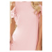 Růžové trapézové šaty s volánky na ramenou BIANA 359-1