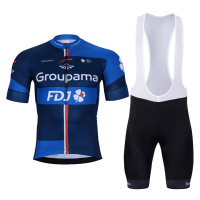 BONAVELO Cyklistický krátký dres a krátké kalhoty - GROUPAMA FDJ 2024 - modrá/černá