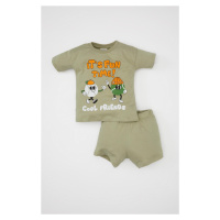 DEFACTO Baby Boy 2-Piece Set Crew Neck Printed Short Sleeve T-Shirt Shorts