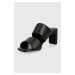 Kožené pantofle Vagabond Shoemakers Luisa dámské, černá barva, na podpatku