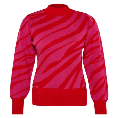 Trendyol Curve Garnet Pletený svetr s vysokým výstřihem
