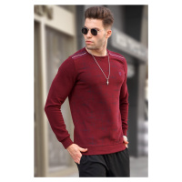 Madmext Claret Red Patterned Crewneck Knitwear Sweater 5968
