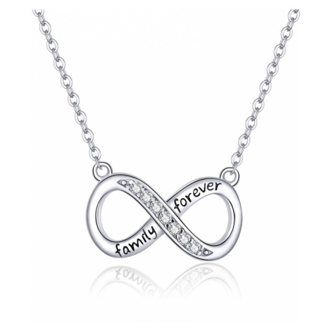 Linda's Jewelry Stříbrný náhrdelník se zirkony Nekonečno Forever Family INH042