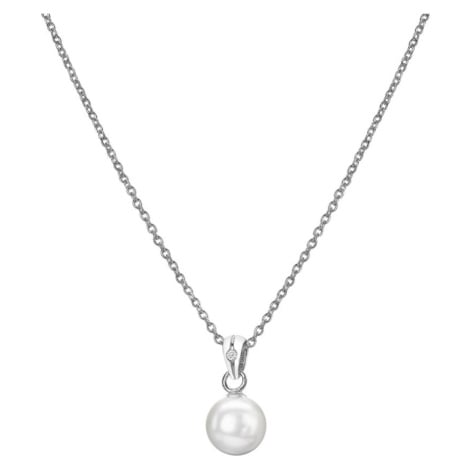 Hot Diamonds Půvabný stříbrný náhrdelník s diamantem a perličkou Diamond Amulets DP895 (řetízek,