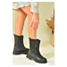 Fox Shoes Black Fabric Women's Daily Boots