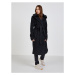 Černý dámský vlněný kabát s límcem z umělého kožíšku Guess Brenda - Dámské