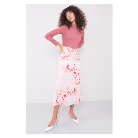 Světle růžová květinová sukně BSL Fashionhunters