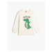 Koton Dinosaur Sweatshirt Crew Neck Long Sleeve Cotton