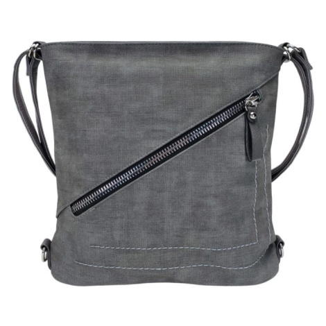 Střední středně šedý kabelko-batoh 2v1 s šikmým zipem