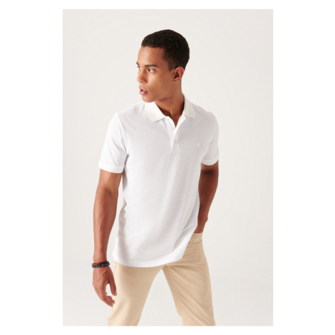 Avva Men's White 100% Egyptian Cotton Regular Fit 3 Button Polo Neck T-shirt