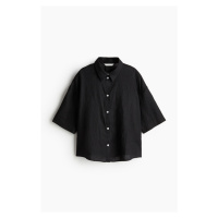 H & M - Lněná košile - černá