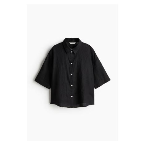 H & M - Lněná košile - černá H&M