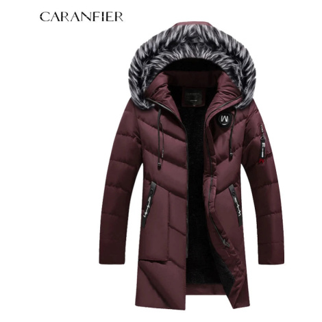 Dlouhá zimní bunda s prošíváním s kožíškem na kapucí CARANFLER