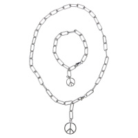 Y Chain Peace náhrdelník a náramek - stříbrné barvy