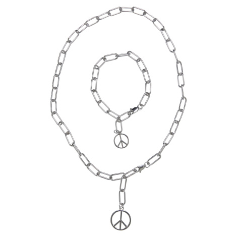 Y Chain Peace náhrdelník a náramek - stříbrné barvy Urban Classics