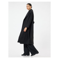 Koton Belt Detailed Double Breasted Long Cashmere Coat