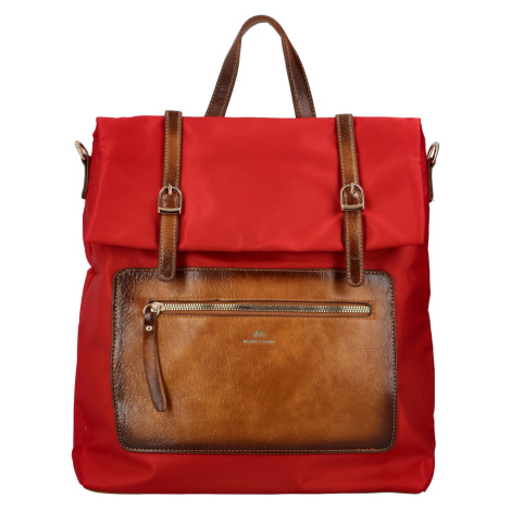 Městský dámský látkový batoh s kapsou na přední straně Kata, červený MINISSIMI