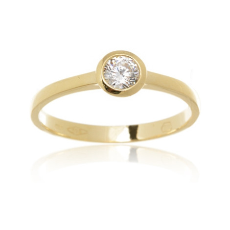 Dámský prsten ze žlutého zlata s čirým zirkonem PR0516F + DÁREK ZDARMA Titan