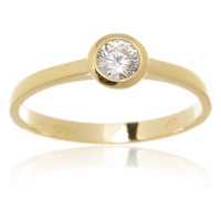 Dámský prsten ze žlutého zlata s čirým zirkonem PR0516F + DÁREK ZDARMA