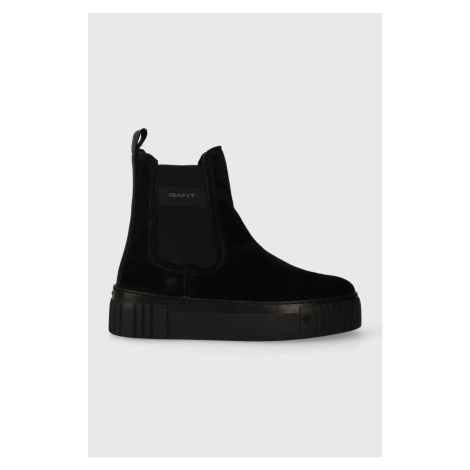 Semišové boty Gant Snowmont dámské, černá barva, na plochém podpatku, zateplené, 27553397.G00