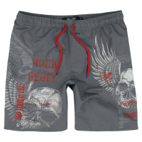 Rock Rebel by EMP Swim Shorts with Skull Print Pánské plavky šedá
