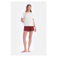 Dagi Ecru-Burgundy 2-Pack Modal Knitted Shorts