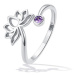 Klenoty Amber Stříbrný otevřený prsten lotosový květ