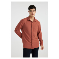 DEFACTO Regular Fit Polo Neck Crinkle Long Sleeve Shirt