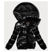 Lesklá černá dámská bunda se lemem model 16982542 - Libland