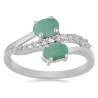 Prsten stříbrný s broušeným smaragdem Ag 925 026069 EM - 62 mm , 2,7 g