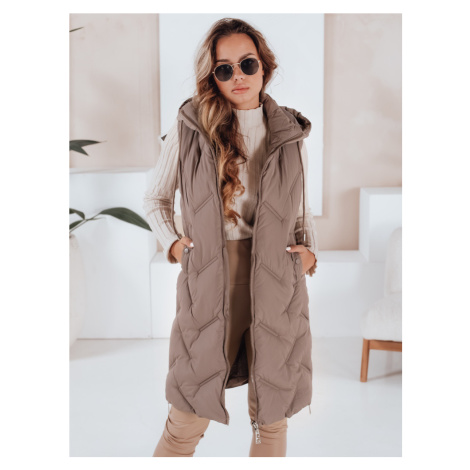 Dlouhá prošívaná dámská vesta s kapucí TY5097 DStreet