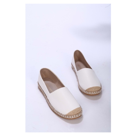 Shoeberry Women's Ziles White Skin Espadrilles