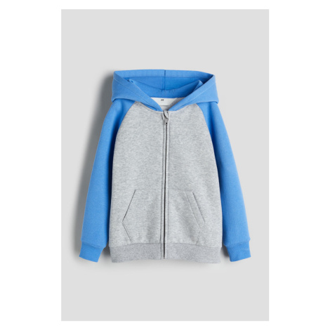 H & M - Bunda na zip's kapucí - modrá H&M