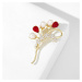 Éternelle Luxusní brož s perlou a zirkony Alescia - sladkovodní perla B7201-4102 Zlatá