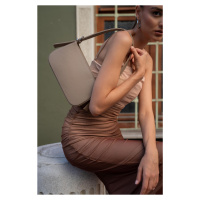 Madamra Dark Mink Women's Baguette Bag with Belt Strap