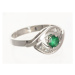 Prsten z bílého zlata se smaragdem a diamanty BP0058 + dárek zdarma