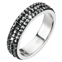 Evolution Group Stříbrný prsten s krystaly černý 35001.5 hematite