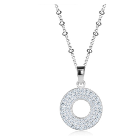 Stříbrný náhrdelník 925 - kruh se zirkony, tenký řetízek, kuličky Šperky eshop