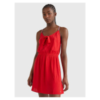 Červené dámské šaty na ramínka Tommy Jeans - Dámské