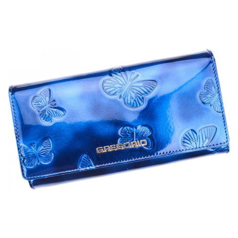 Elegantní dámská kožená peněženka s motýlky Gregorio Marrie, modrá