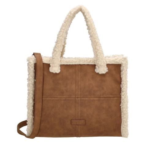 Beagles Hňedá huňatá crossbody kabelka na rameno "Polar Bear"