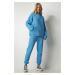 Happiness İstanbul Women's Sky Blue Hooded Tracksuit Set