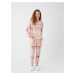 LC Waikiki Crew Neck Plaid Long Sleeve Women's Pajama Set