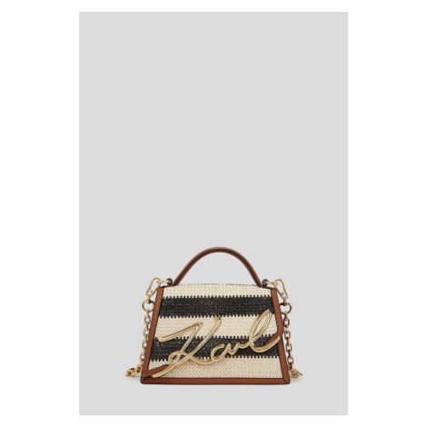 Kabelka karl lagerfeld k/signature 2.0 sm cb raffia natural/sudan brown