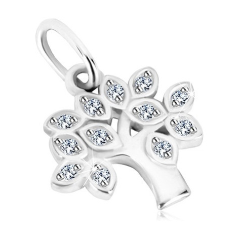 Stříbrný 925 přívěsek - strom života, lístečky s čirými kulatými zirkony Šperky eshop
