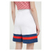 Bavlněné šortky Love Moschino bílá barva, s aplikací, high waist